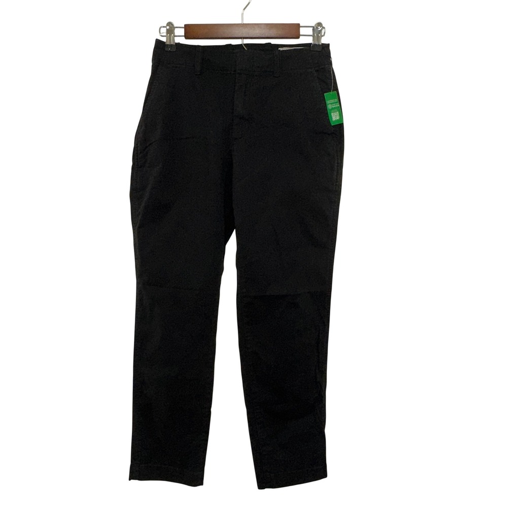 Gap Downtown Khaki Pants Womens 4 Black Straight Leg Regenerative Cotton NEW $70
